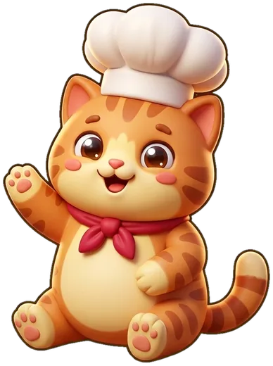 The baker cat waving hello